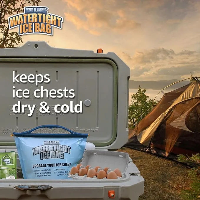 2 Large Leakproof Ice Bags. The original reusable Ice Pack for Coolers - Drop in Cubed Ice & Make Cold, Dry Freezer Packs for Coolers - Drink your ice when it melts.