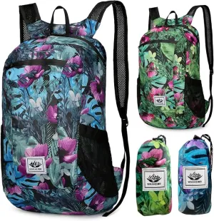20L Waterproof Packable Hiking Backpack, Flower Ultra Lightweight Travel Camping Backpack for Women Men, Foldable Outdoor Day Pack Bag for Backpacking Sports (Color 1)