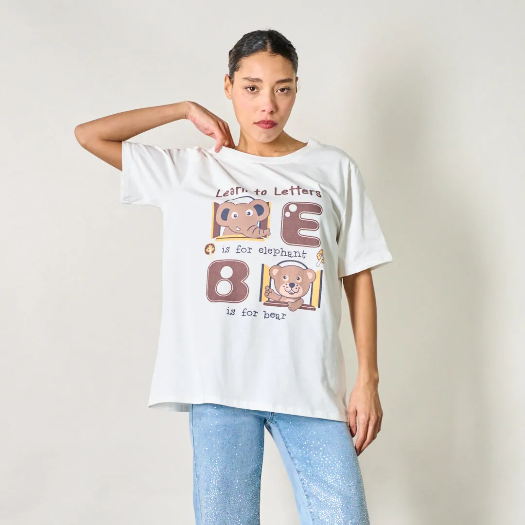 Alphabet animal graphic tee wholesale