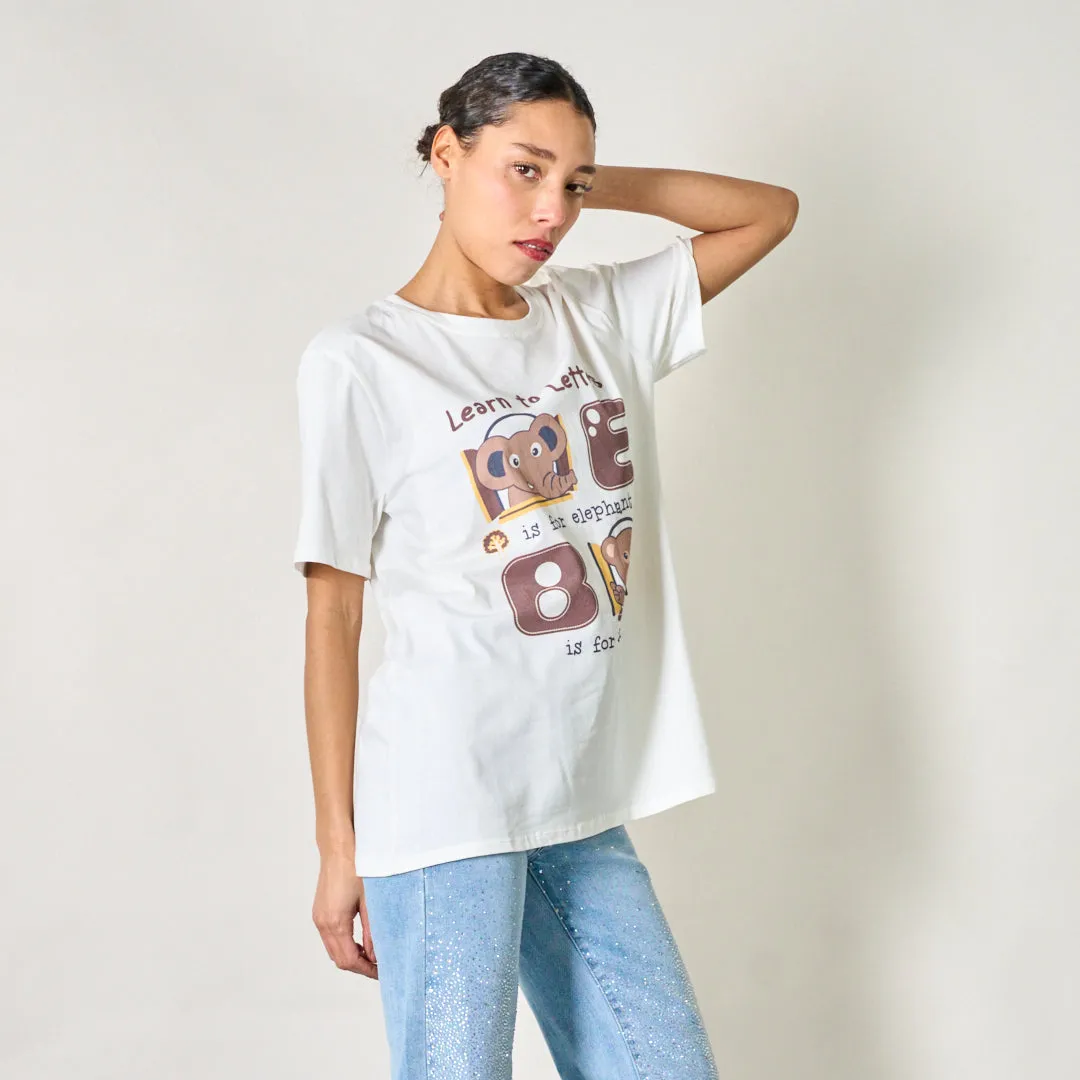 Alphabet animal graphic tee wholesale
