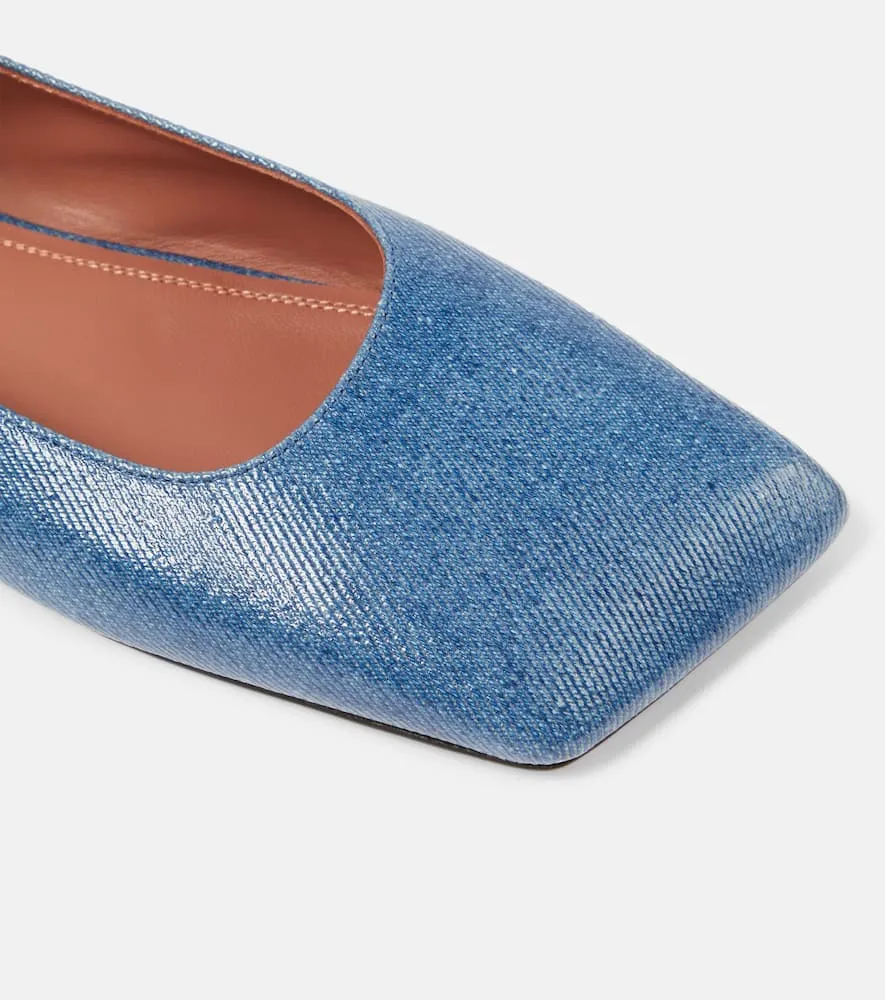 Amina Muaddi Ane embellished denim ballet flats
