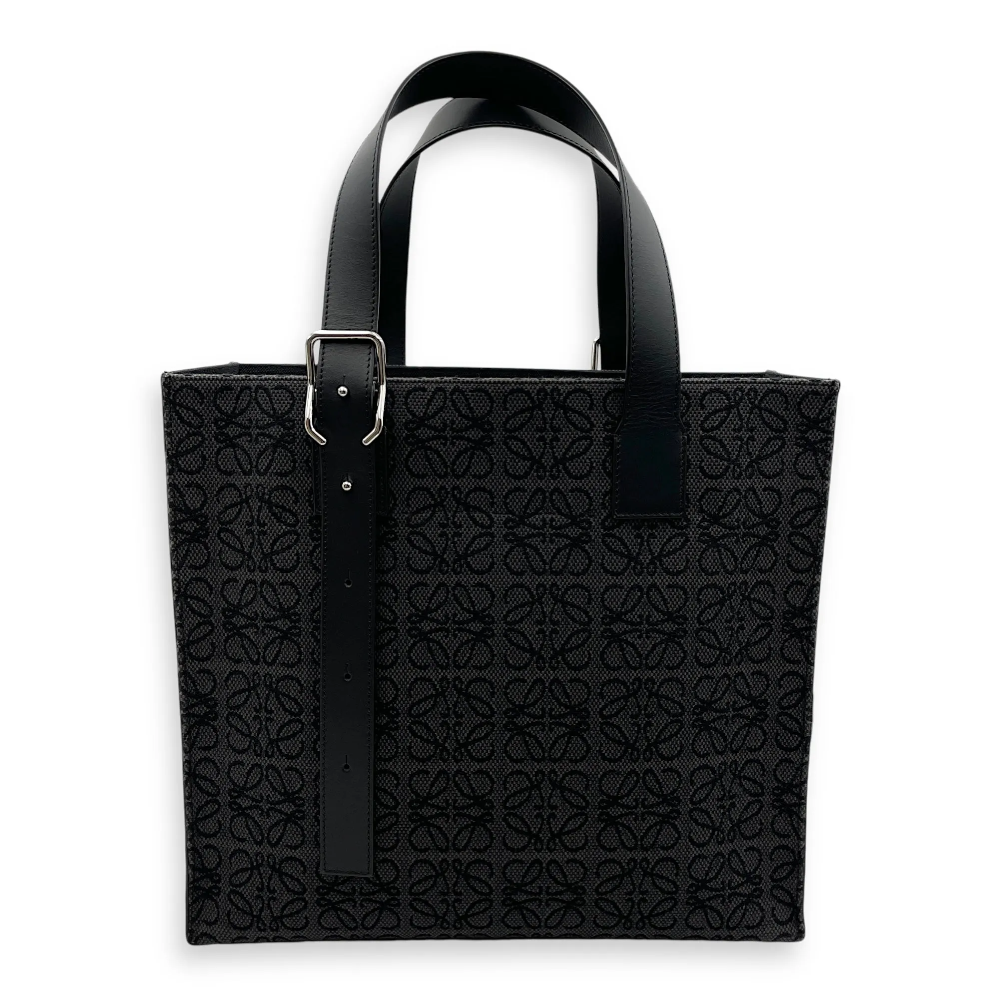 Anagram Buckle Tote 37x34x13cm Anthracite, black Shoulder Bag in Cotton canvas, Calf, Silver hardware