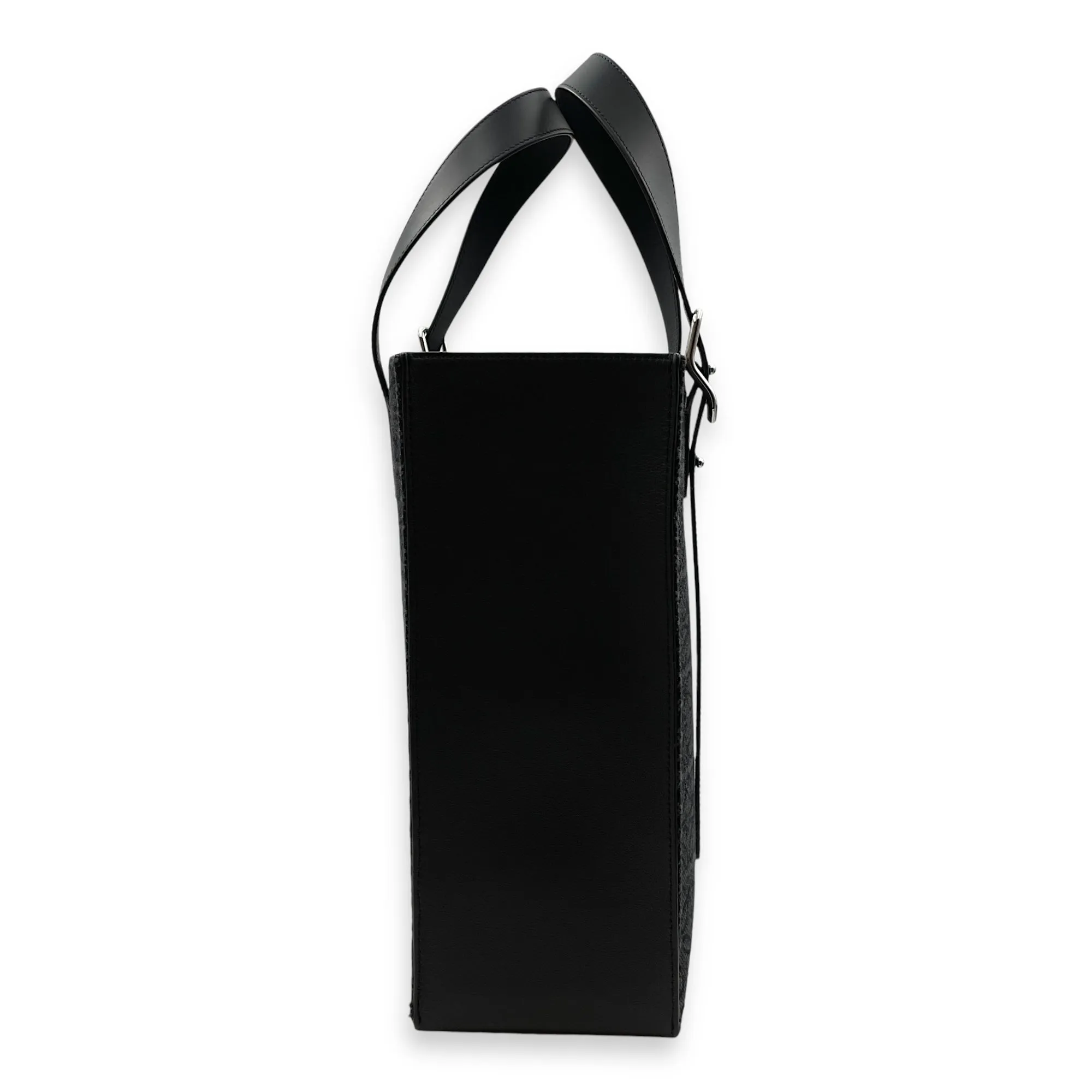 Anagram Buckle Tote 37x34x13cm Anthracite, black Shoulder Bag in Cotton canvas, Calf, Silver hardware