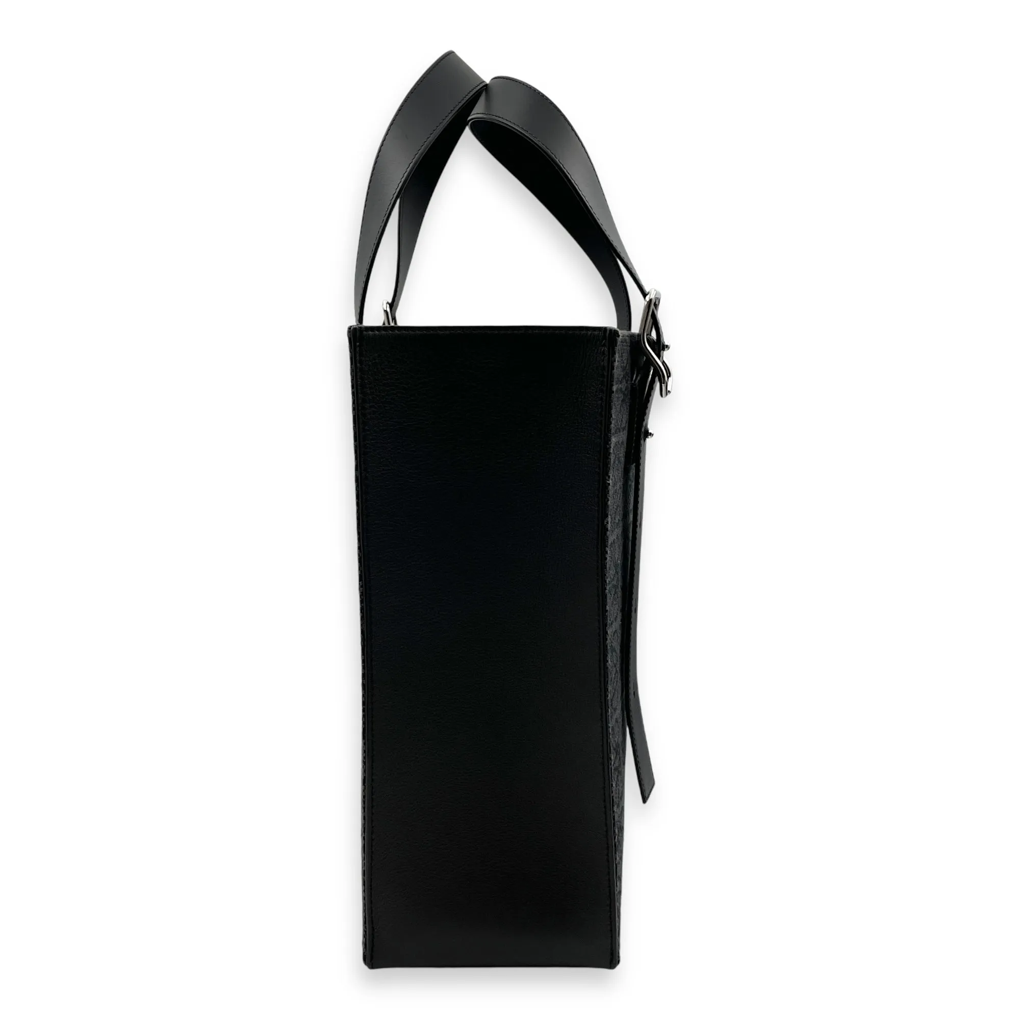 Anagram Buckle Tote 37x34x13cm Anthracite, black Shoulder Bag in Cotton canvas, Calf, Silver hardware