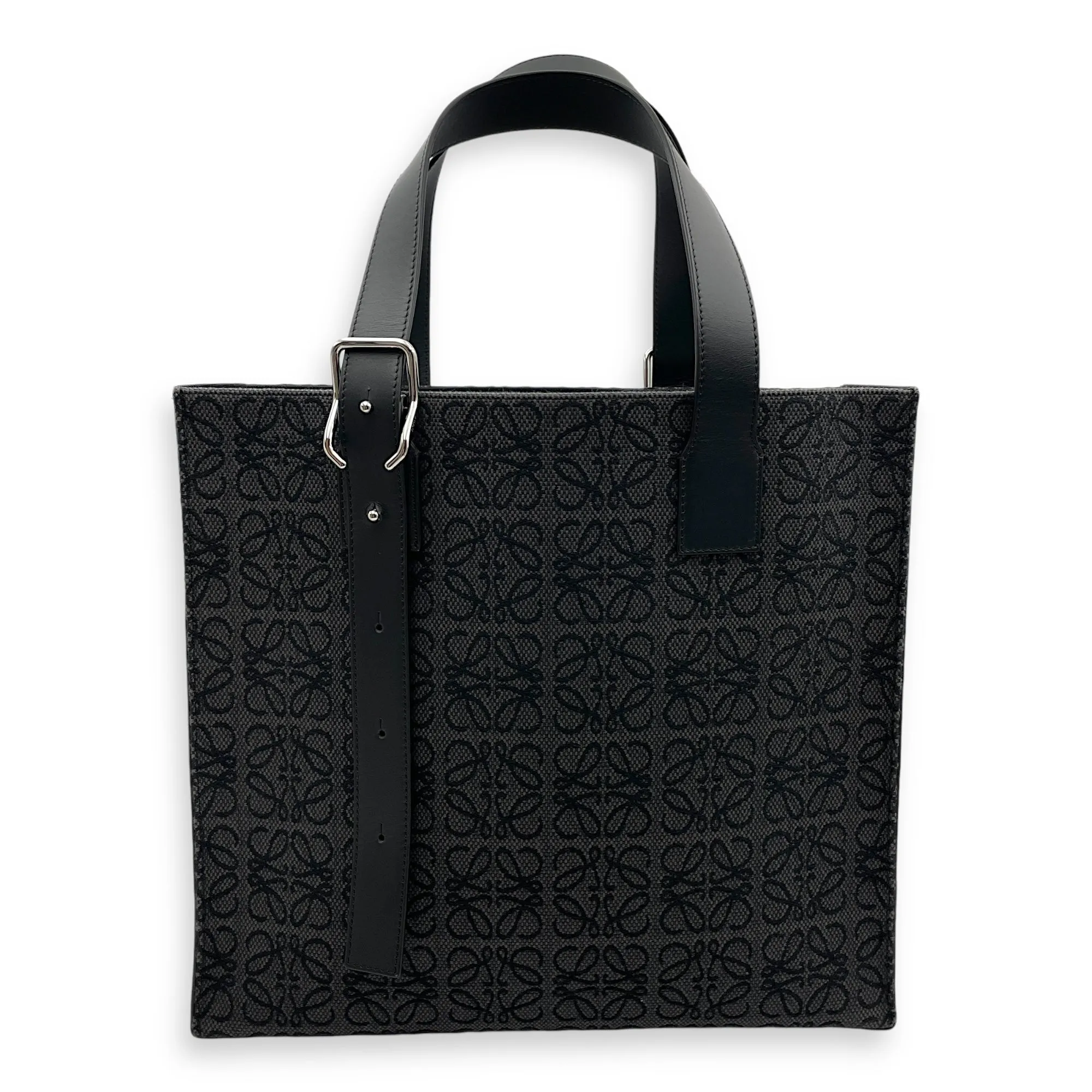 Anagram Buckle Tote 37x34x13cm Anthracite, black Shoulder Bag in Cotton canvas, Calf, Silver hardware