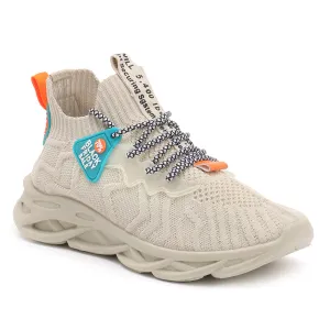 Beige Running Streaks Sock Trainers