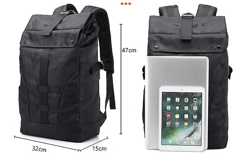 black Men Travel Laptop Backpack Water Resistant Anti-theft Rucksack AZ14943