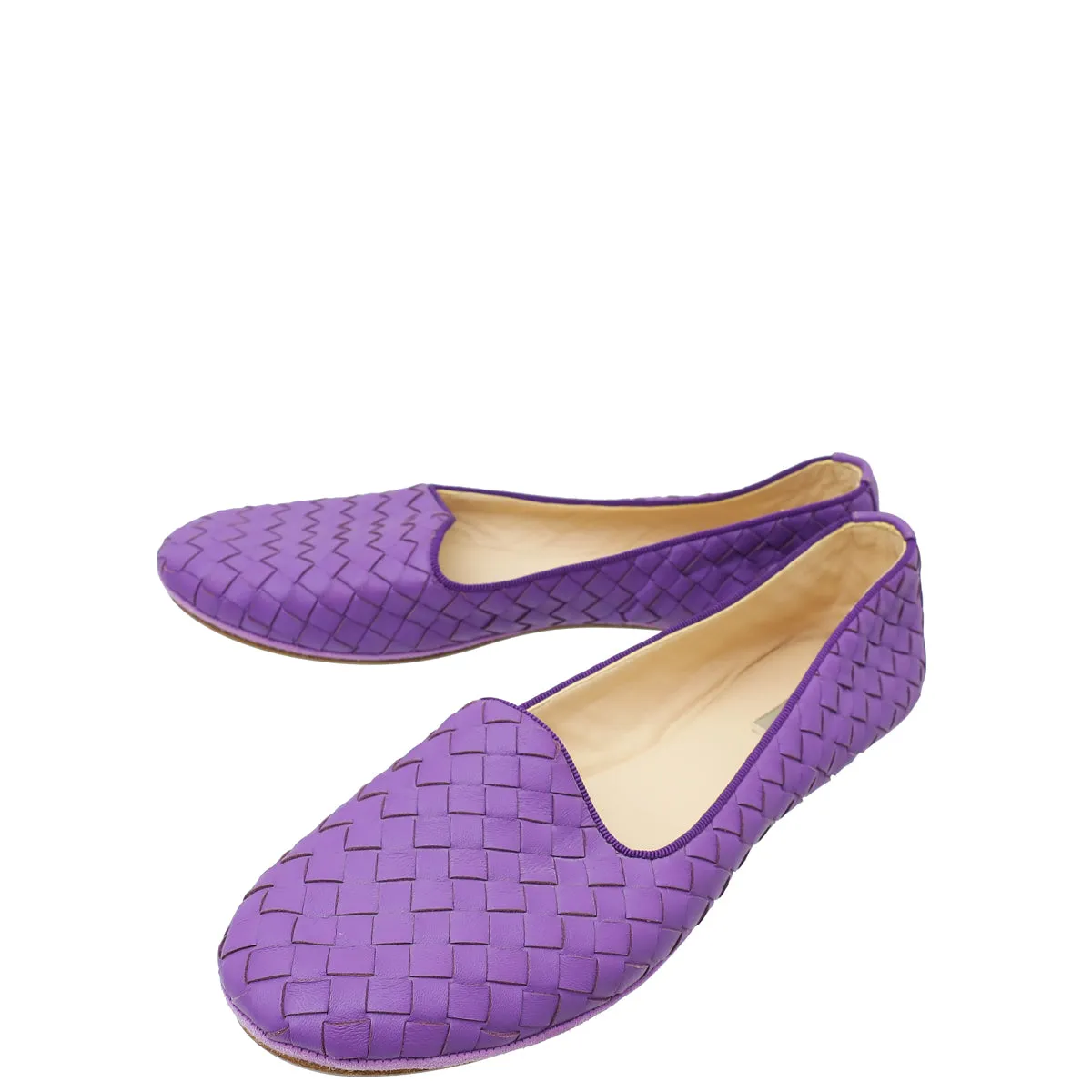 Bottega Veneta Violet Round Toe Ballet Flats 38