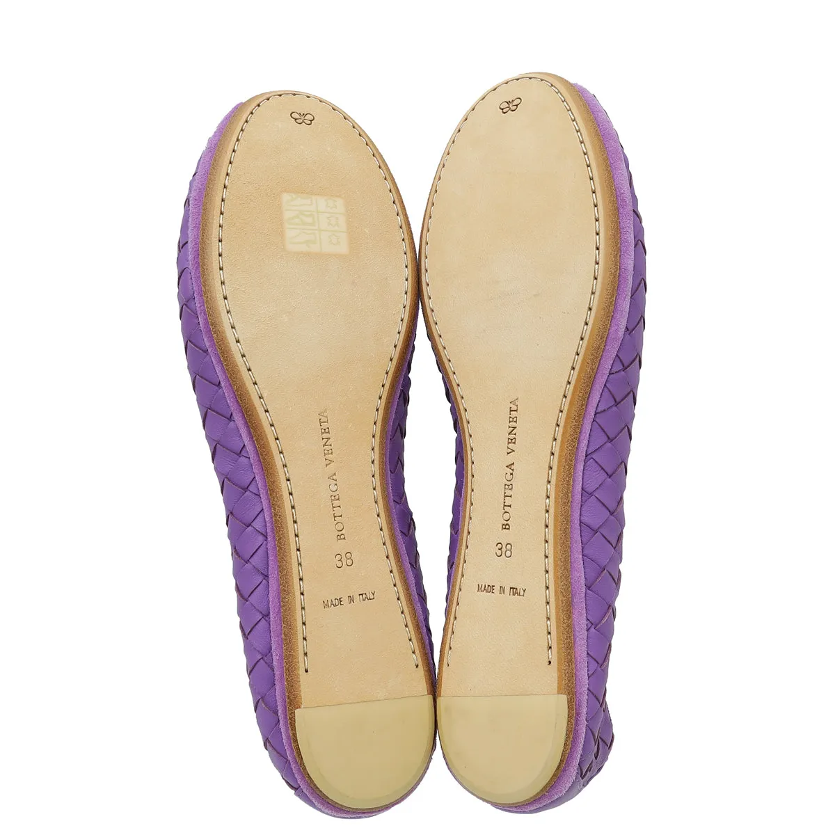 Bottega Veneta Violet Round Toe Ballet Flats 38