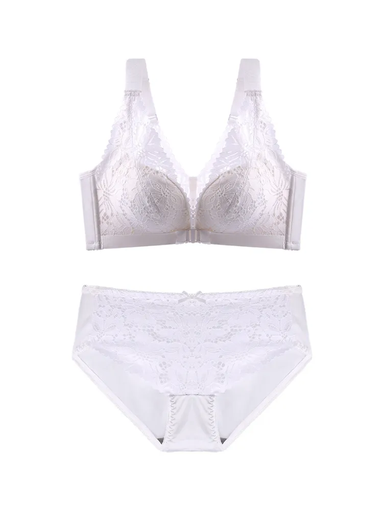 Breathable Front Closure Lace Floral Wire-free Bras