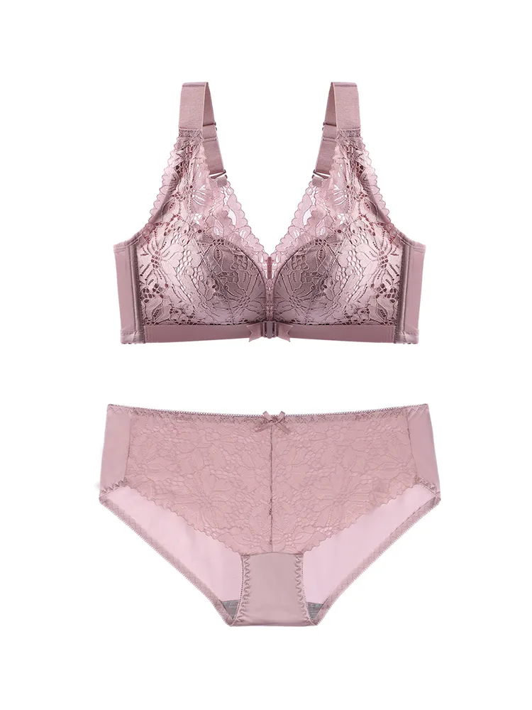 Breathable Front Closure Lace Floral Wire-free Bras