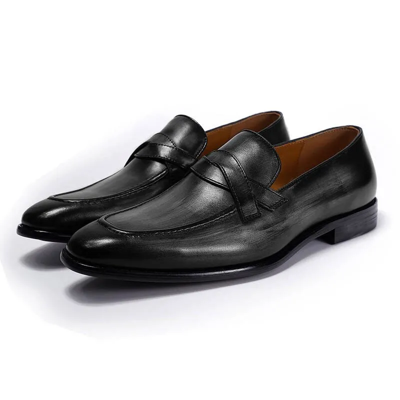 British Style Fashion Vintage Brown Genuine Cow Leather Slip on Loafers Men Shoes Breathable Flats Daily Causal Shoes for Men