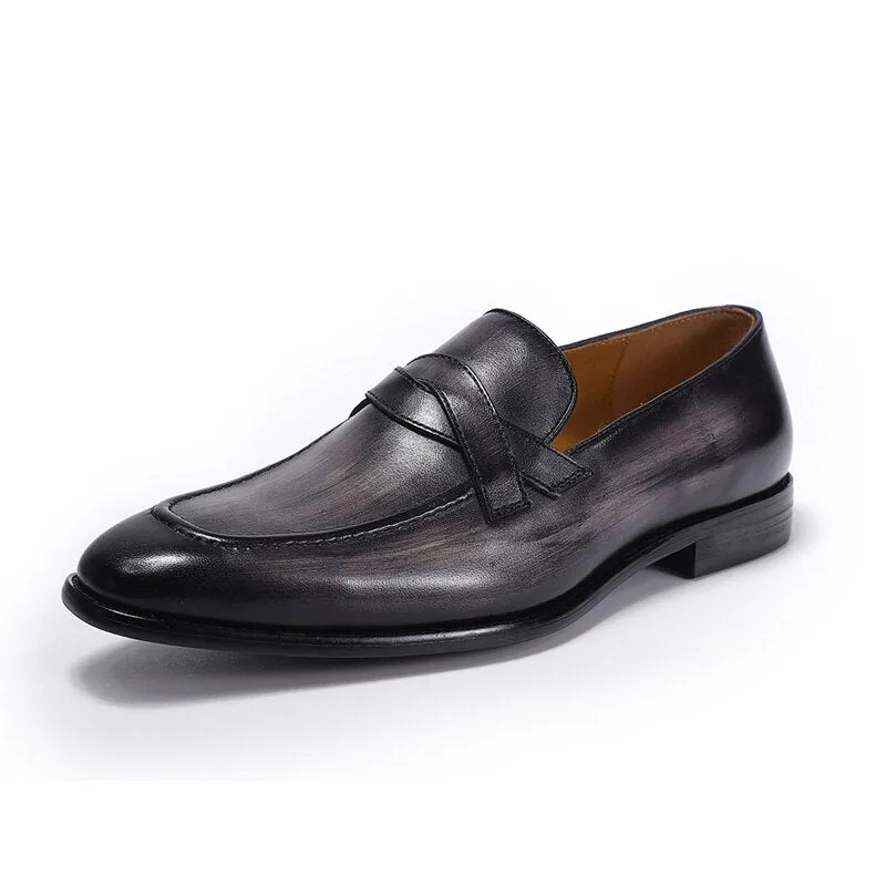 British Style Fashion Vintage Brown Genuine Cow Leather Slip on Loafers Men Shoes Breathable Flats Daily Causal Shoes for Men