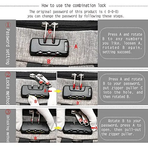 C-Space Business Waterproof Resistant Polyester Laptop Backpack With Usb Charging Port And Lock