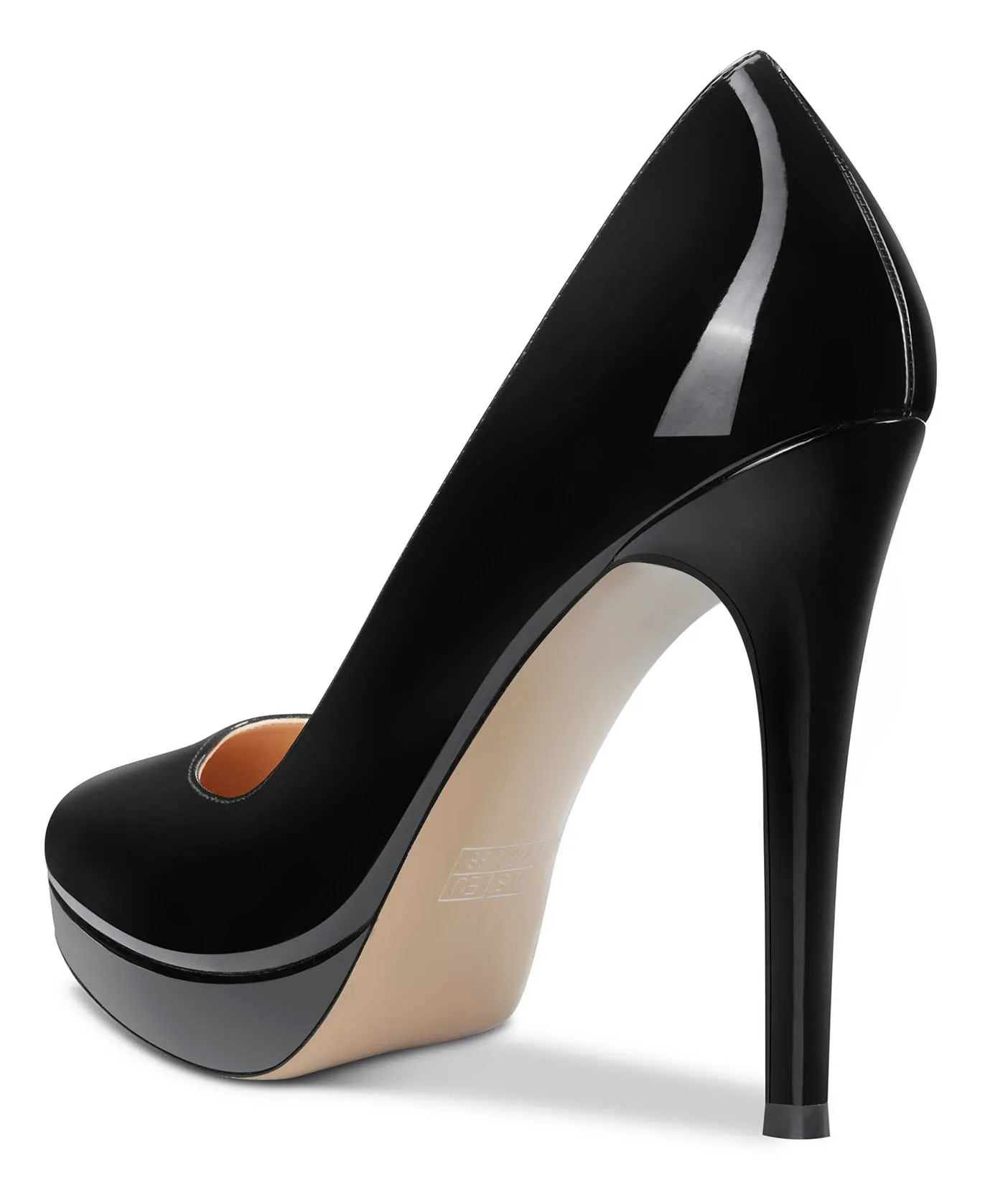 CASTAMERE Womens High Heels Platform Pumps Slip-on Stilettos 12CM Heel Office Dress Patent Shoes