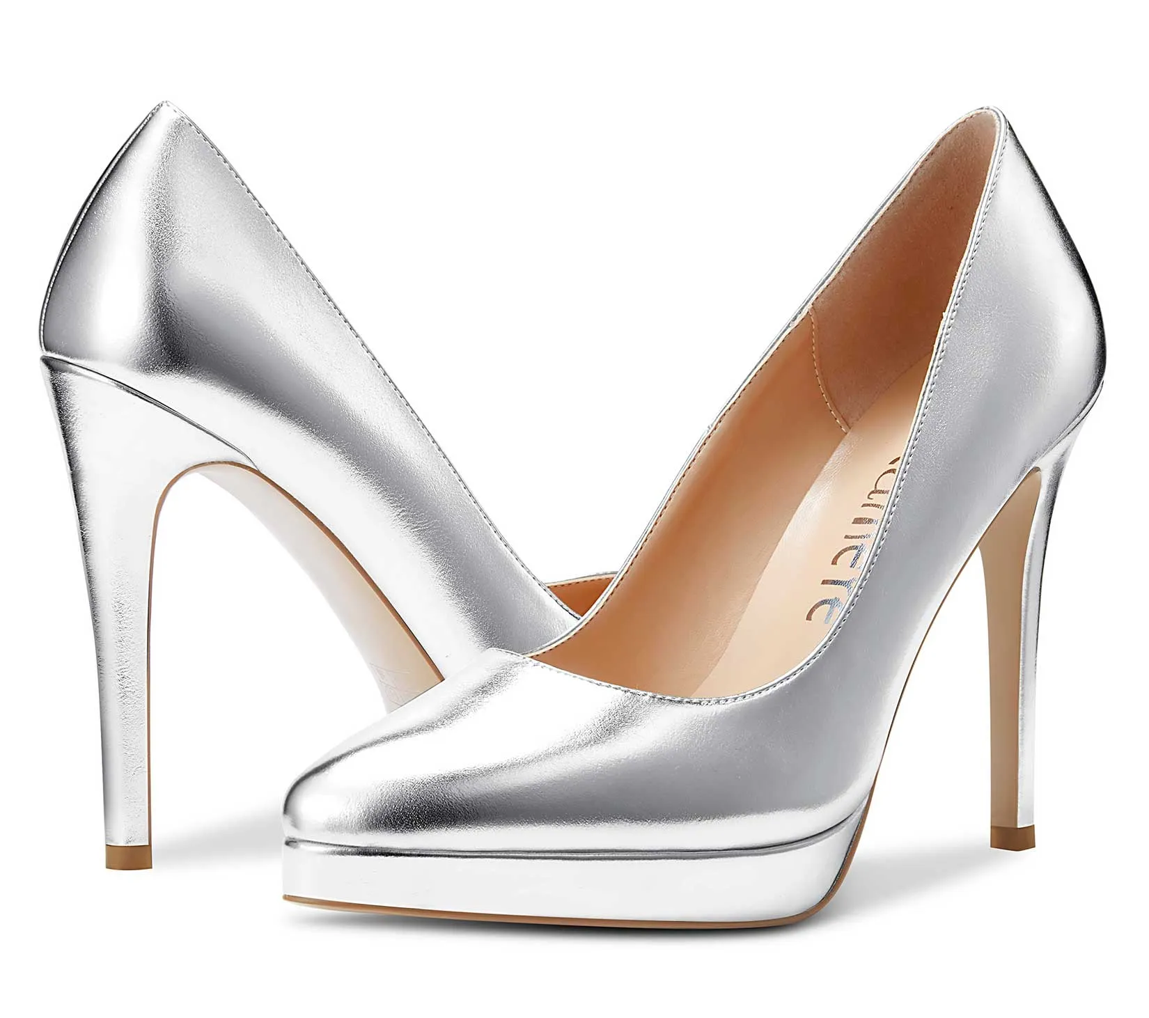 CASTAMERE Womens High Heels Platform Pumps Slip-on Stilettos 12CM Heel Office Dress Patent Shoes