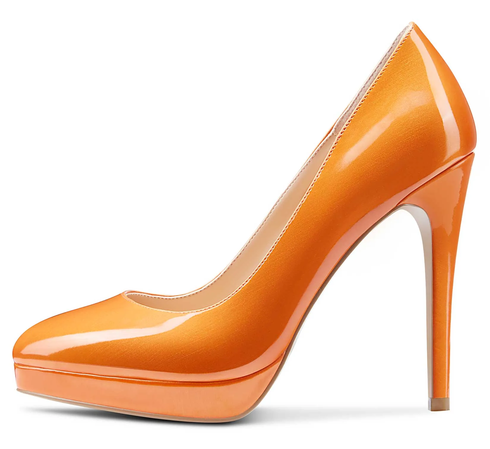 CASTAMERE Womens High Heels Platform Pumps Slip-on Stilettos 12CM Heel Office Dress Patent Shoes