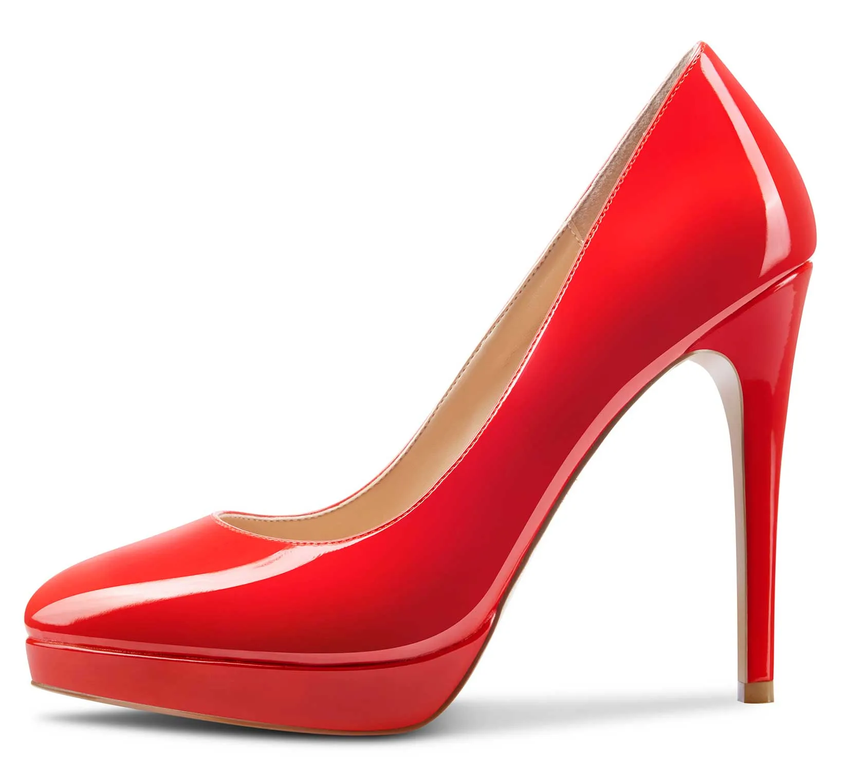 CASTAMERE Womens High Heels Platform Pumps Slip-on Stilettos 12CM Heel Office Dress Patent Shoes