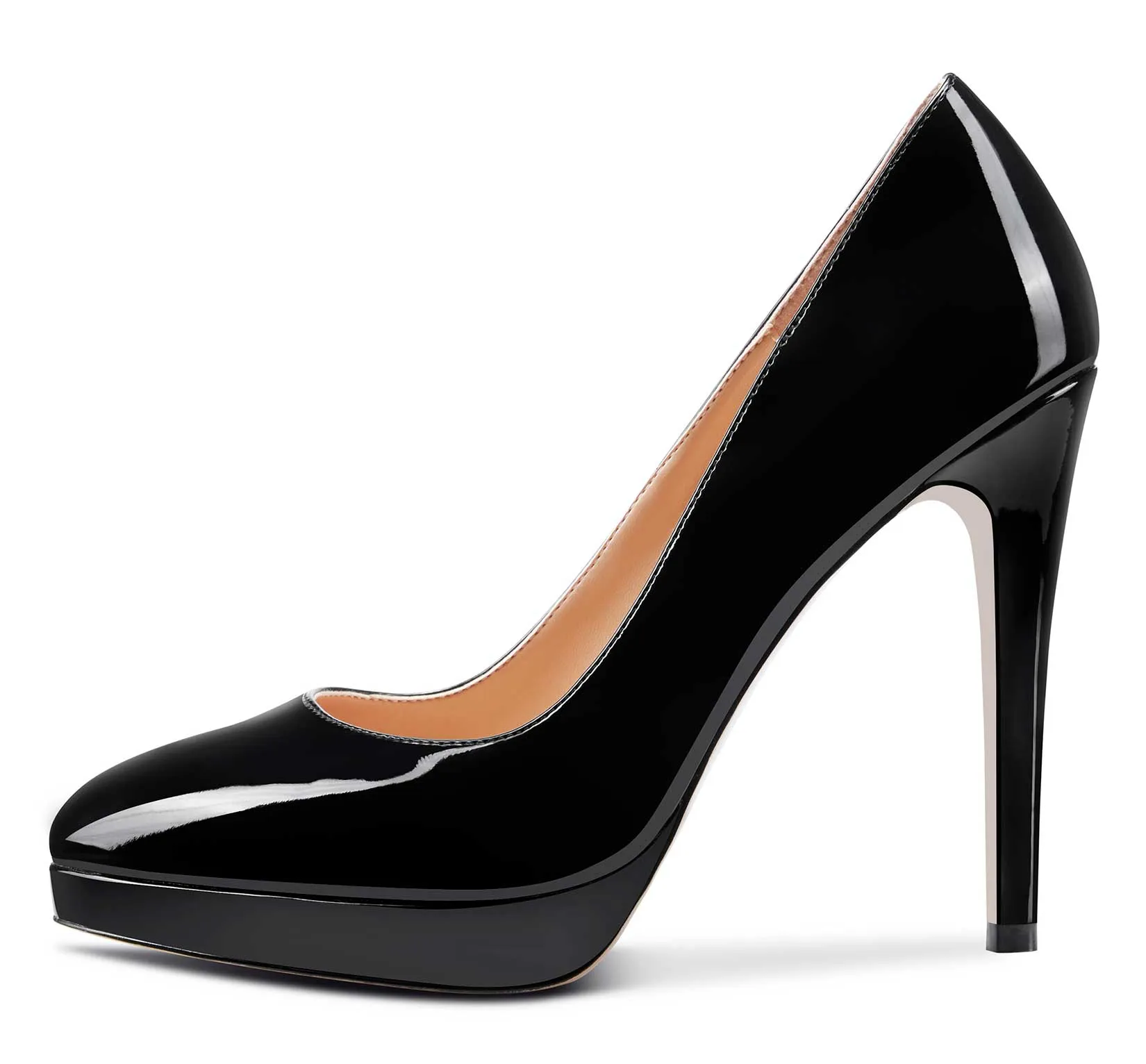 CASTAMERE Womens High Heels Platform Pumps Slip-on Stilettos 12CM Heel Office Dress Patent Shoes