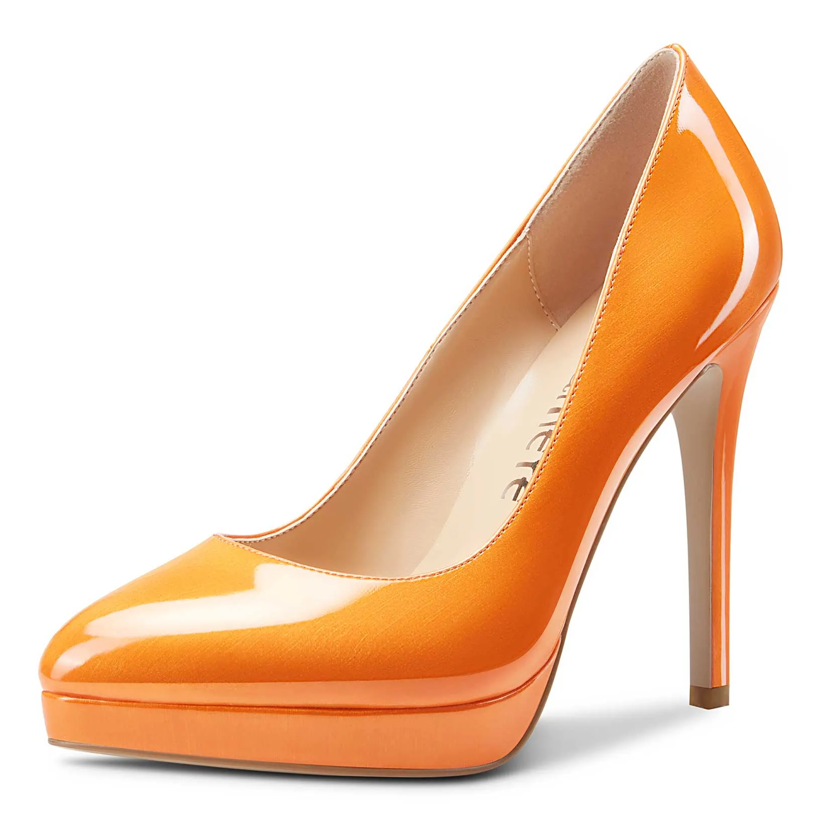 CASTAMERE Womens High Heels Platform Pumps Slip-on Stilettos 12CM Heel Office Dress Patent Shoes