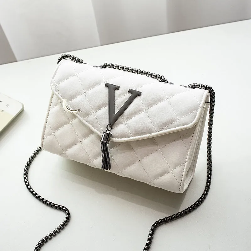 Casual Tassel Flip Quilted Black Color Bag