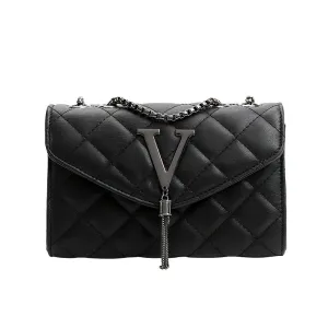 Casual Tassel Flip Quilted Black Color Bag