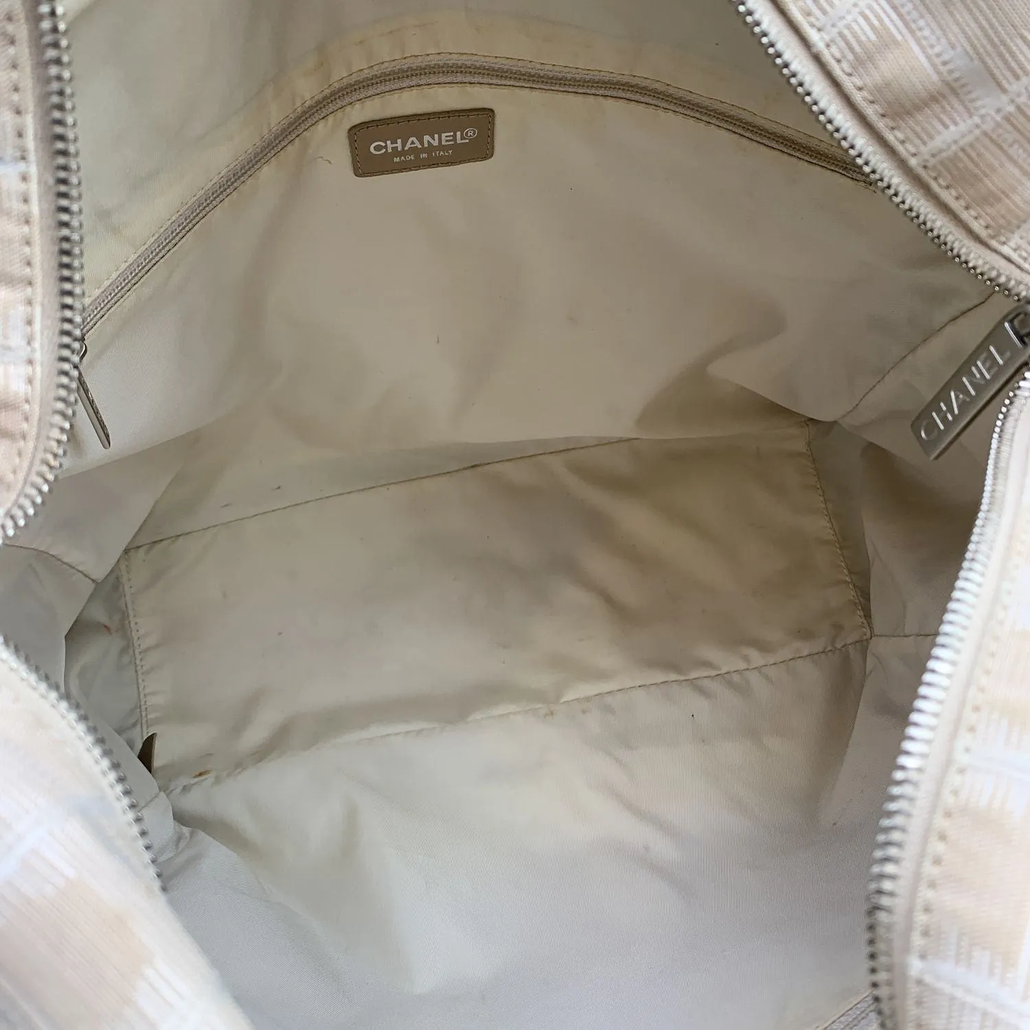 CHANEL Beige Nylon New Travel Line Tote Shoulder Bag 2000S
