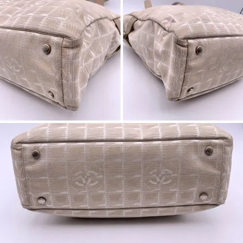 CHANEL Beige Nylon New Travel Line Tote Shoulder Bag 2000S
