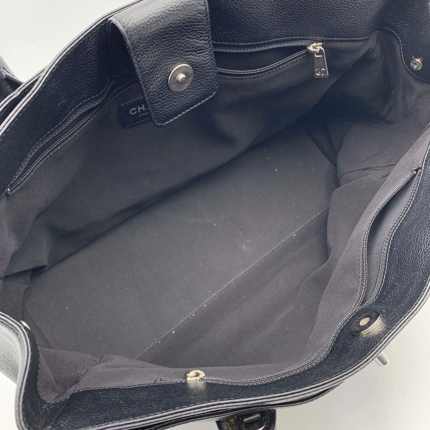 CHANEL Black Pebbled Leather Executive Tote Bag Handbag 2000S