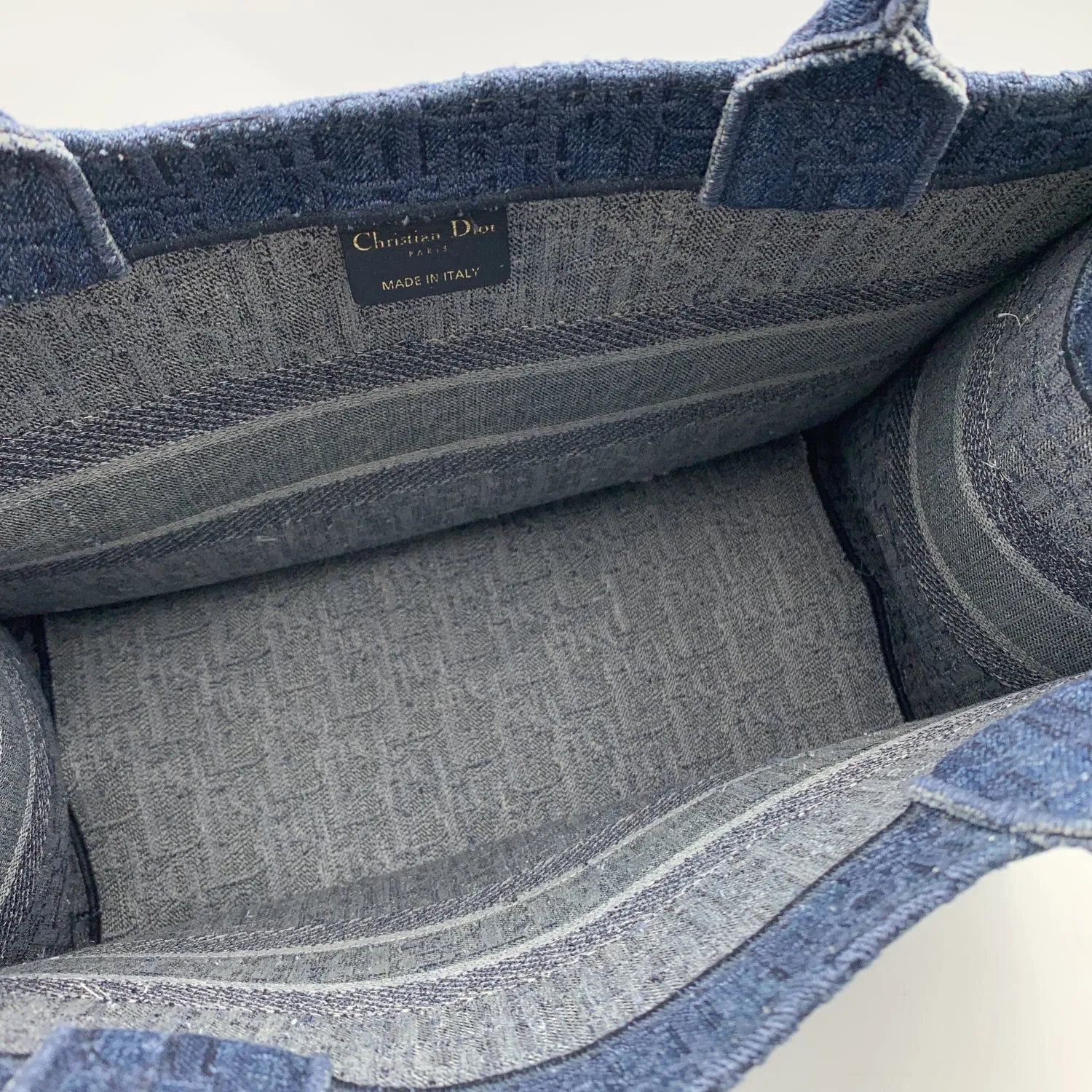 CHRISTIAN DIOR Blue Denim Oblique Medium Book Tote Bag Handbag