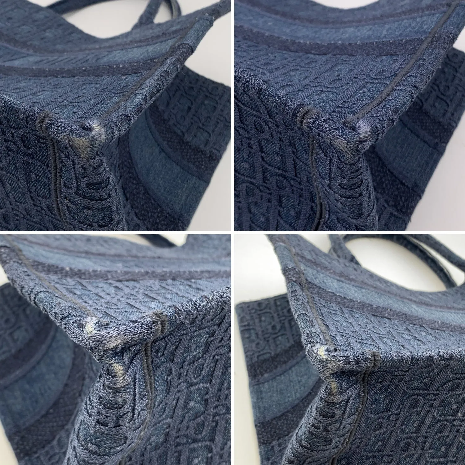 CHRISTIAN DIOR Blue Denim Oblique Medium Book Tote Bag Handbag