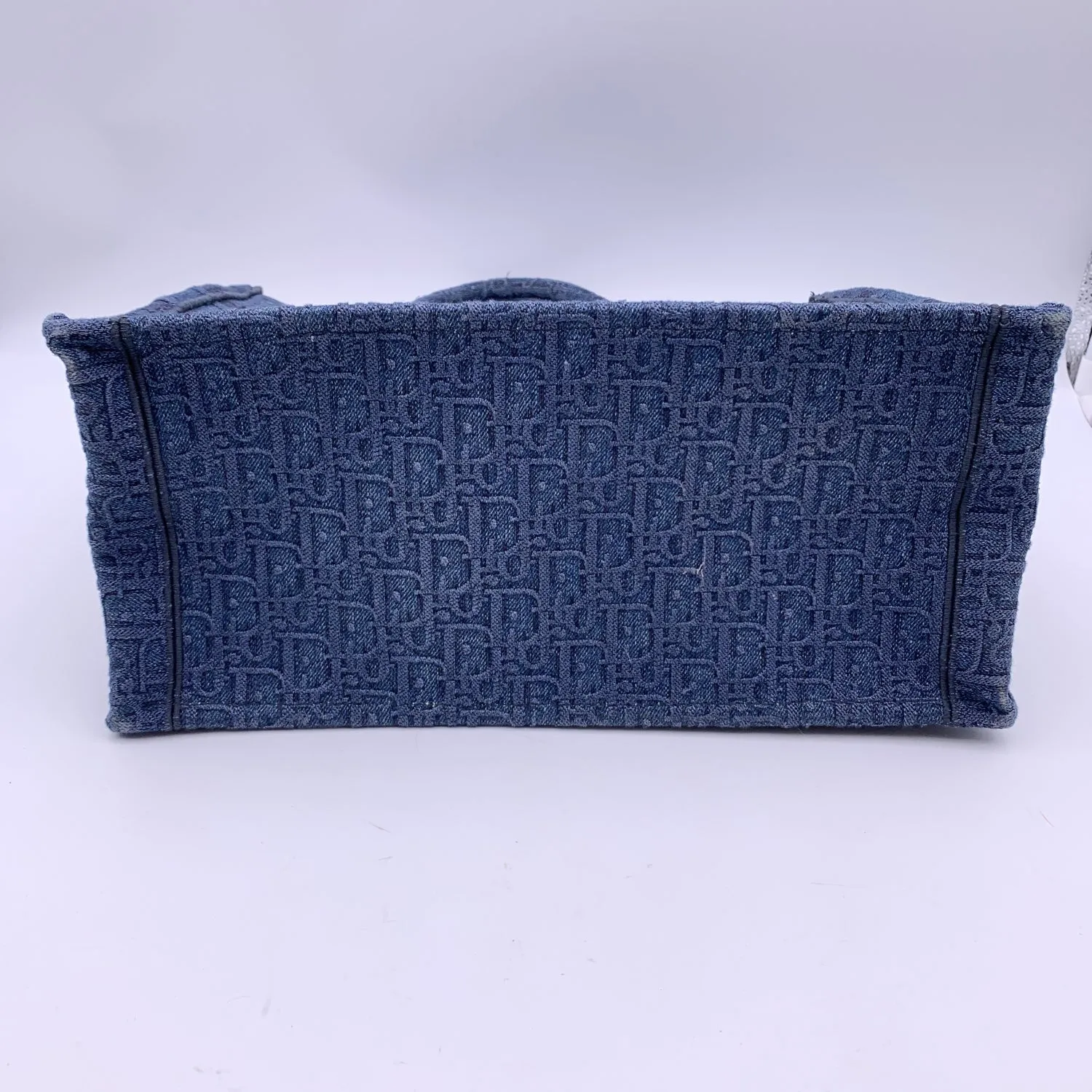 CHRISTIAN DIOR Blue Denim Oblique Medium Book Tote Bag Handbag