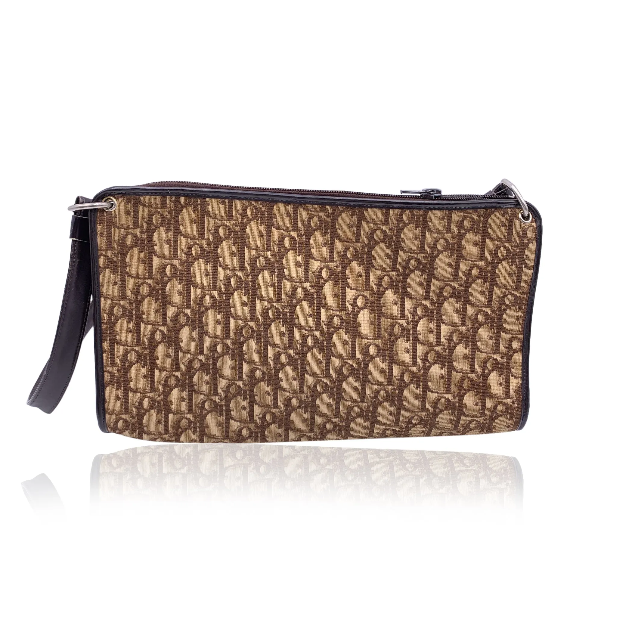 CHRISTIAN DIOR Vintage Brown Oblique Monogram Canvas Shoulder Bag