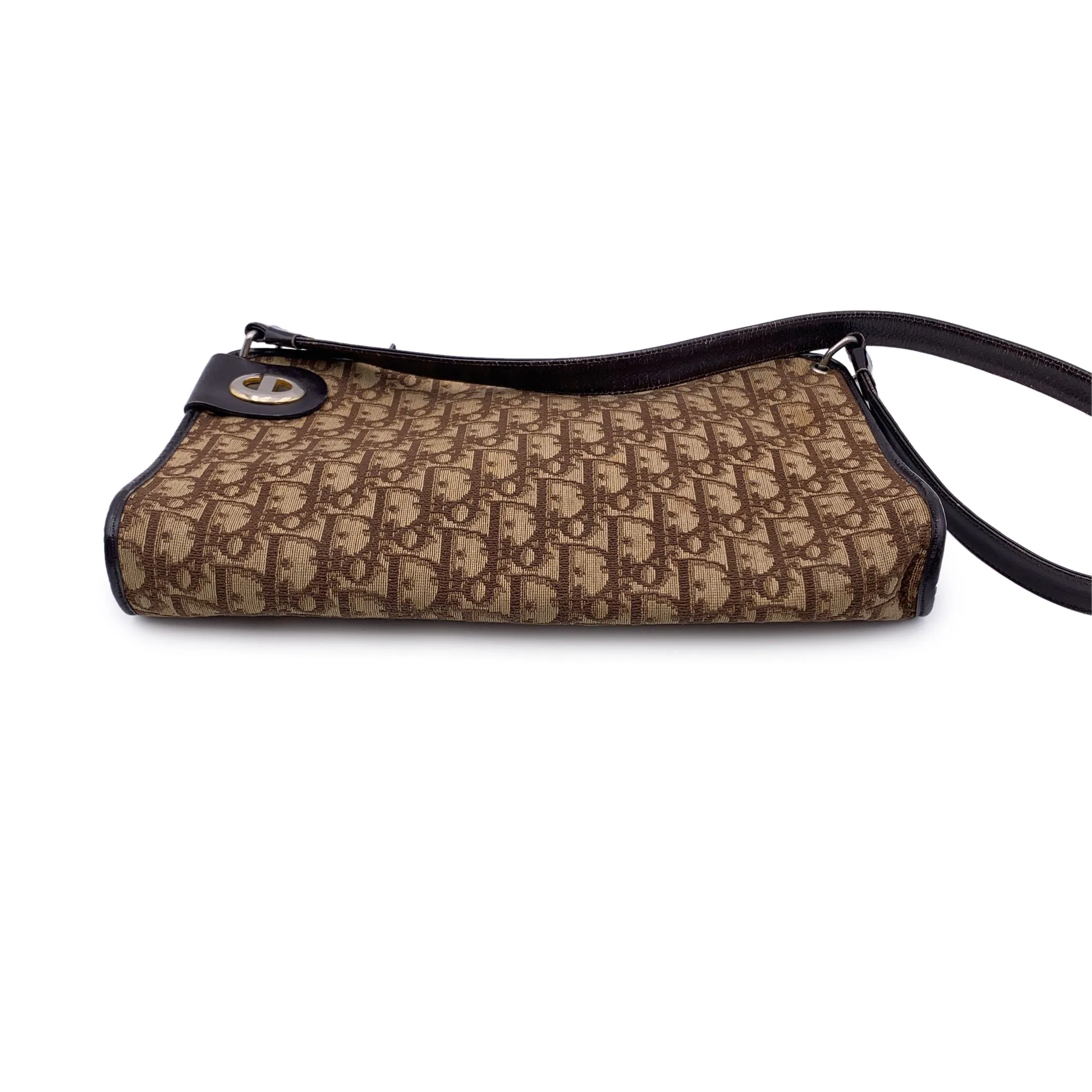 CHRISTIAN DIOR Vintage Brown Oblique Monogram Canvas Shoulder Bag