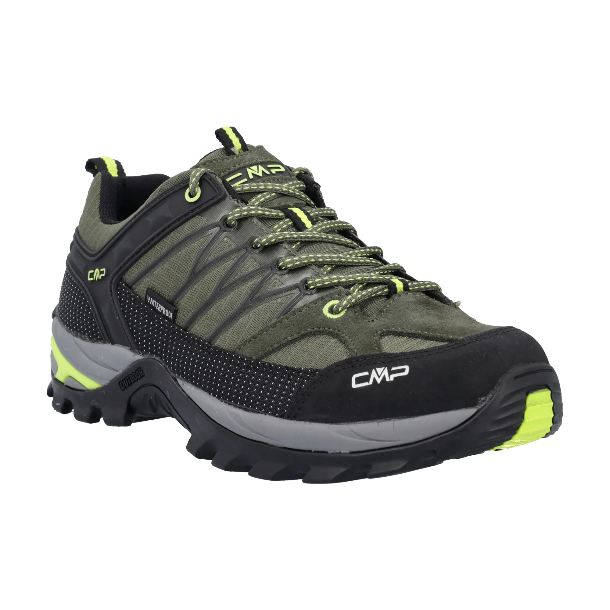 CMP Men's Rigel Low Trekking Waterproof Trail Shoes (Jungle/Yellow Fluo)