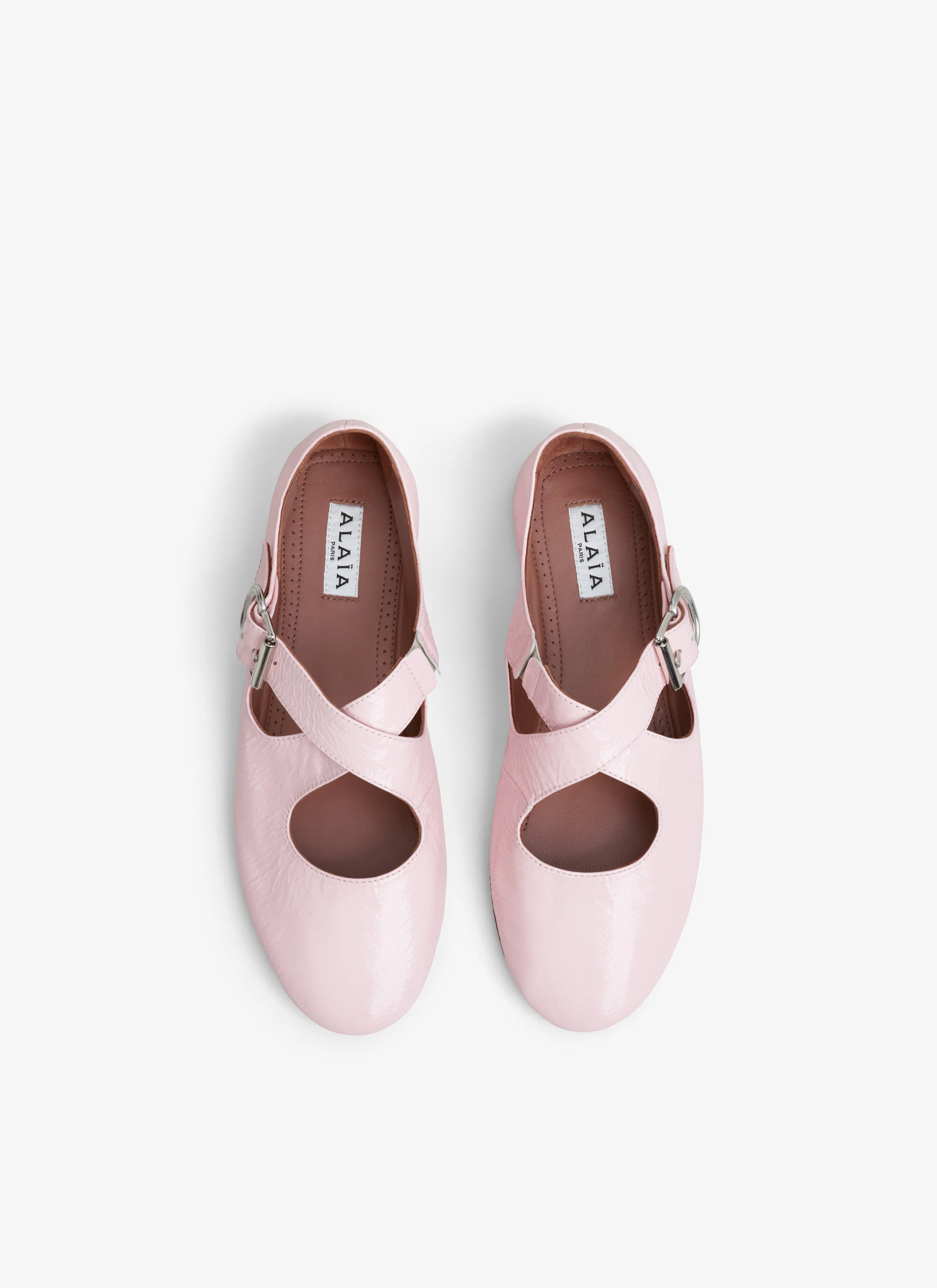 Criss Cross Ballet Flats In Patent Calfskin