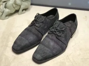 Crocodile Shoes Sanded  Genuine Crocodile Leather Penny Casual Business Brogue Shoes