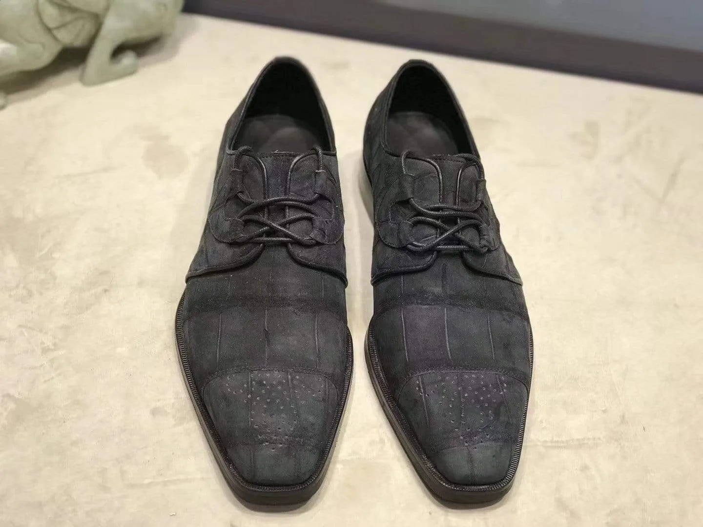 Crocodile Shoes Sanded  Genuine Crocodile Leather Penny Casual Business Brogue Shoes