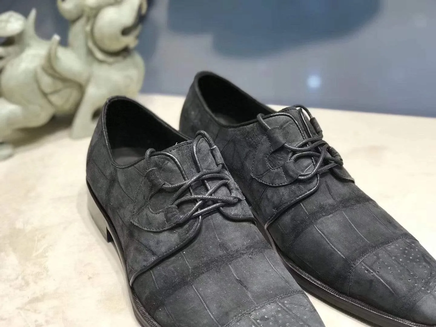 Crocodile Shoes Sanded  Genuine Crocodile Leather Penny Casual Business Brogue Shoes