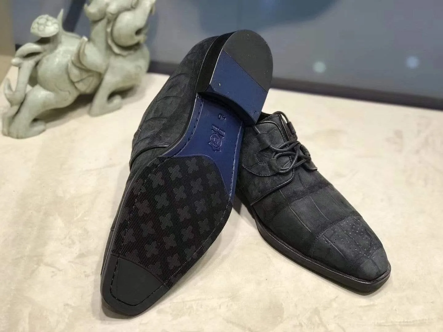Crocodile Shoes Sanded  Genuine Crocodile Leather Penny Casual Business Brogue Shoes