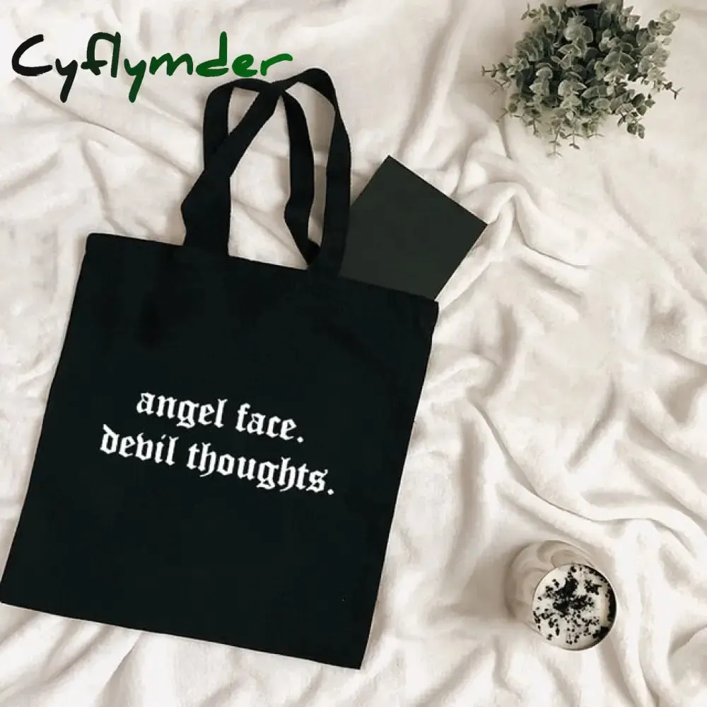 Cyflymder Harajuku Tumblr Graphic Ladies Shopping Bag Handbags Cloth Canvas Tote Bags Women Eco Reusable Shoulder Shopper Bags