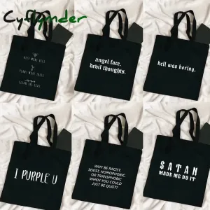 Cyflymder Harajuku Tumblr Graphic Ladies Shopping Bag Handbags Cloth Canvas Tote Bags Women Eco Reusable Shoulder Shopper Bags