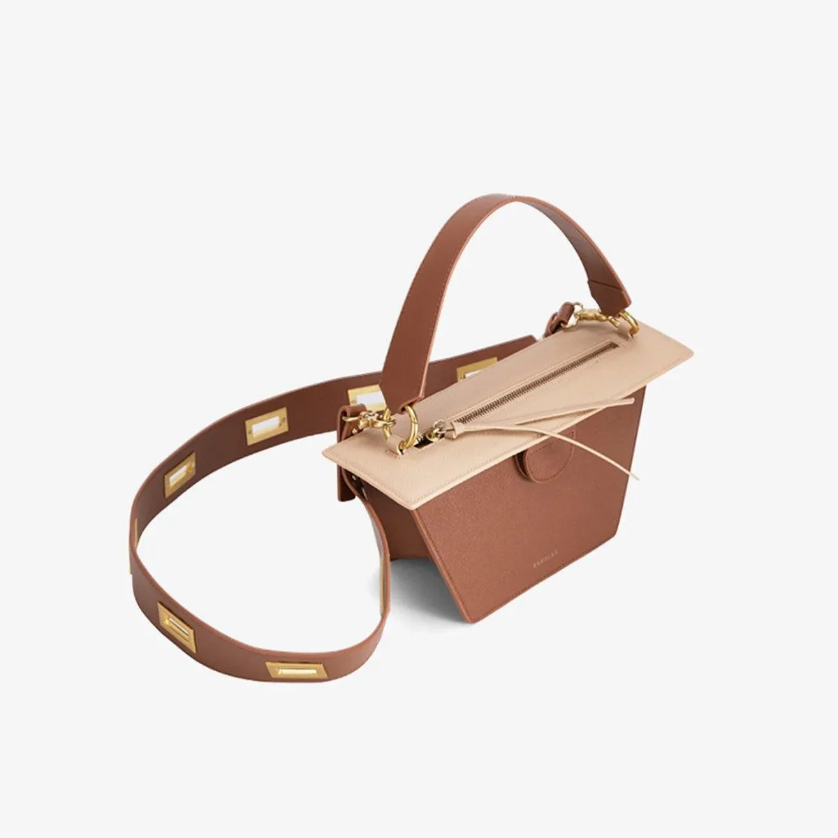 Double-X Neoclassical Collection Trapezoidal Bag - Brown