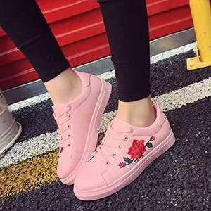 DreamShining Woman PU Leather Preppy Style Embroider Shoes