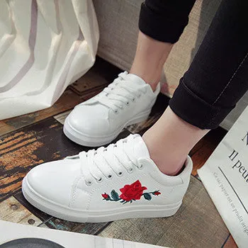 DreamShining Woman PU Leather Preppy Style Embroider Shoes