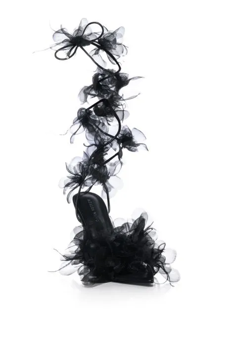 ELKIN-BLACK FLORAL STILETTO SANDAL