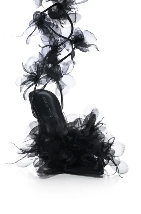 ELKIN-BLACK FLORAL STILETTO SANDAL