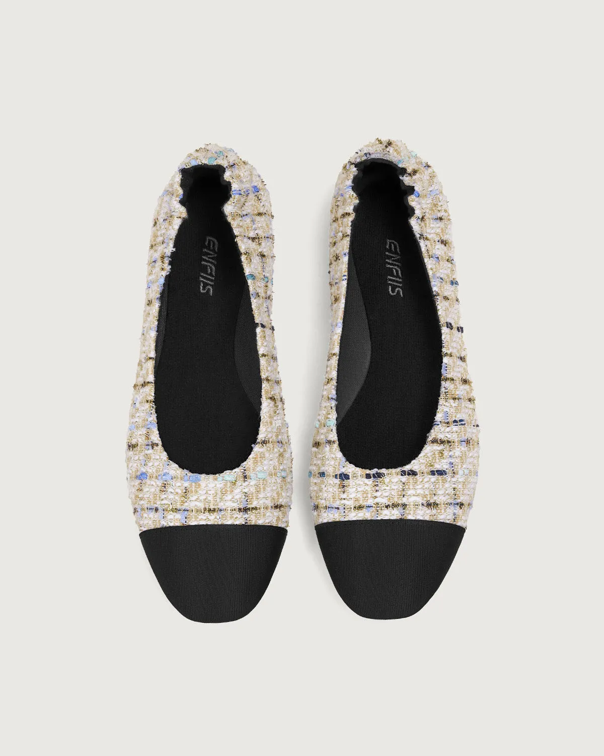 Enfiis Floral Rice Apricot Square Toe Ballet Flats