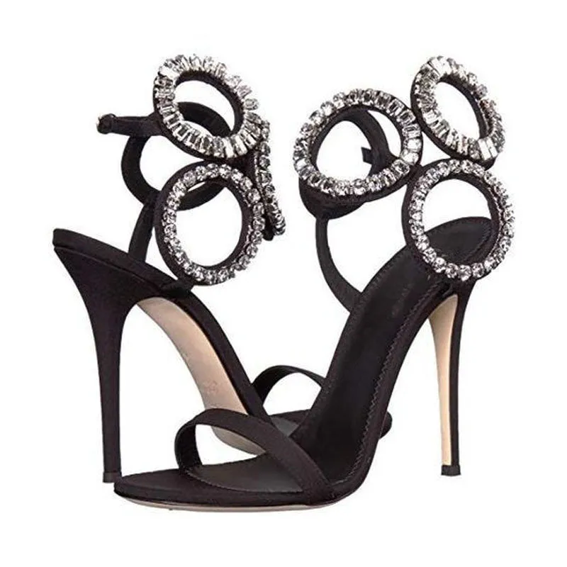 Fashion Rhinestone Circle High Heel Sandals