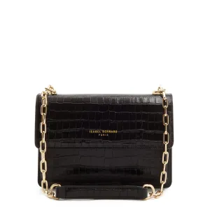 Femme Forte Valerie croco black calfskin leather shoulder bag